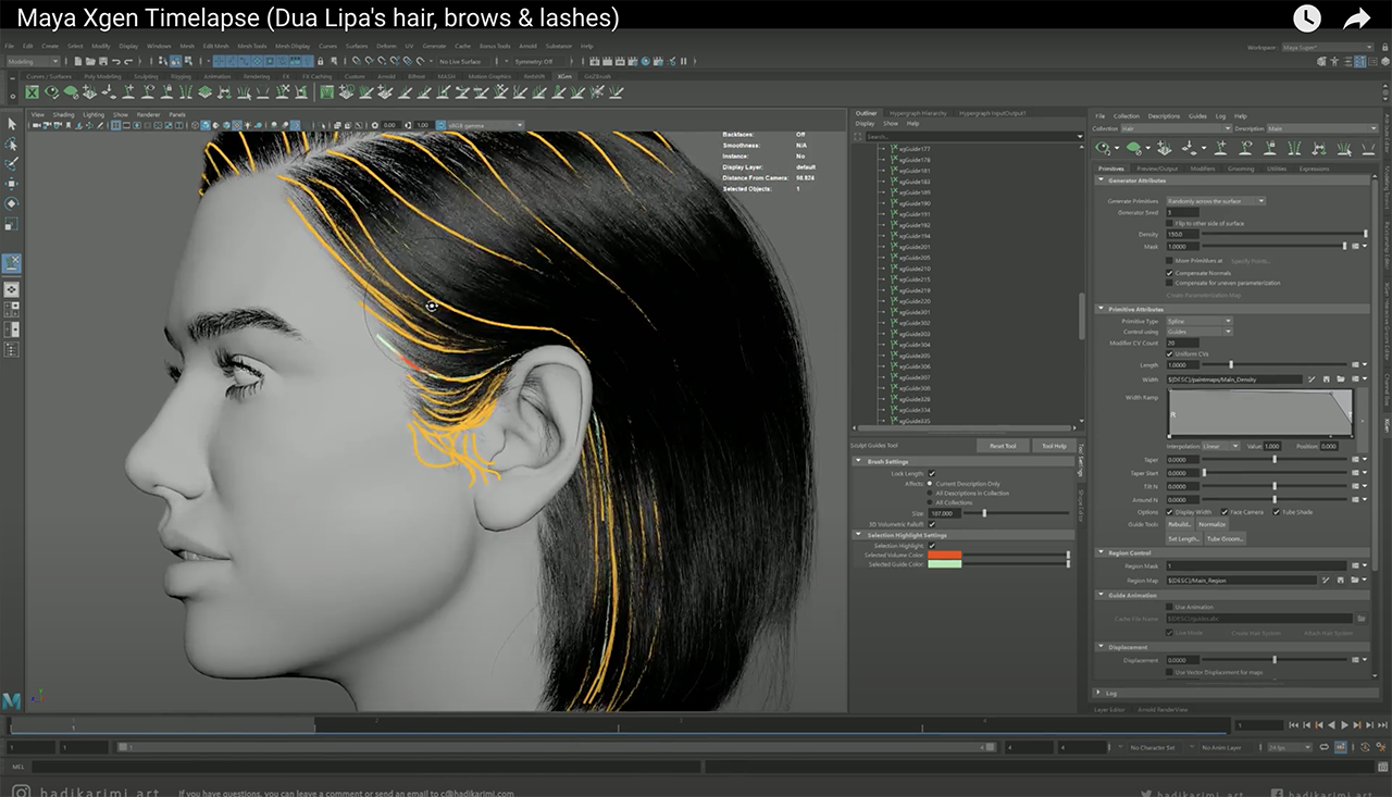 Maya Xgen Hair Timelapse