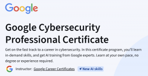 Google CyberSecurity Professional Certificate